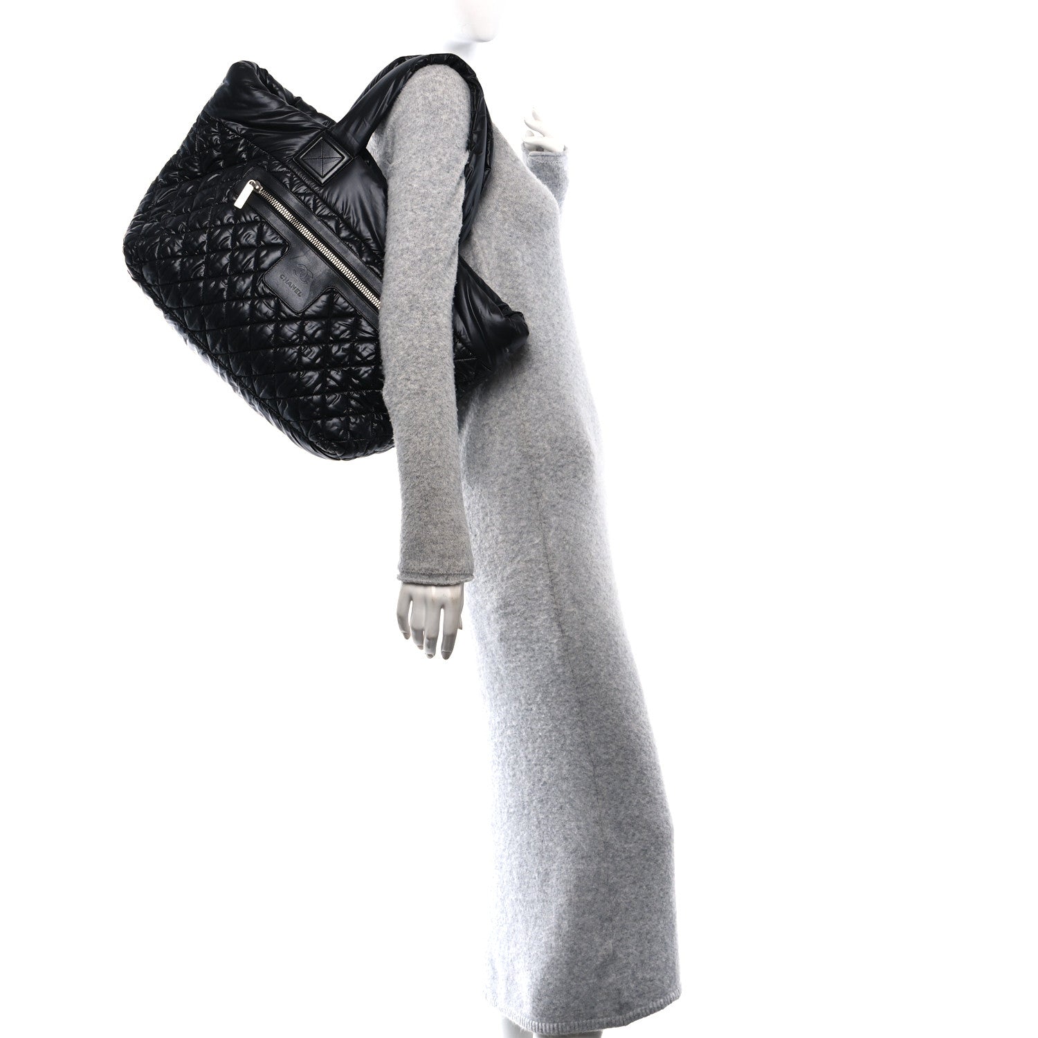 Nylon Quilted Large Coco Cocoon Tote Black