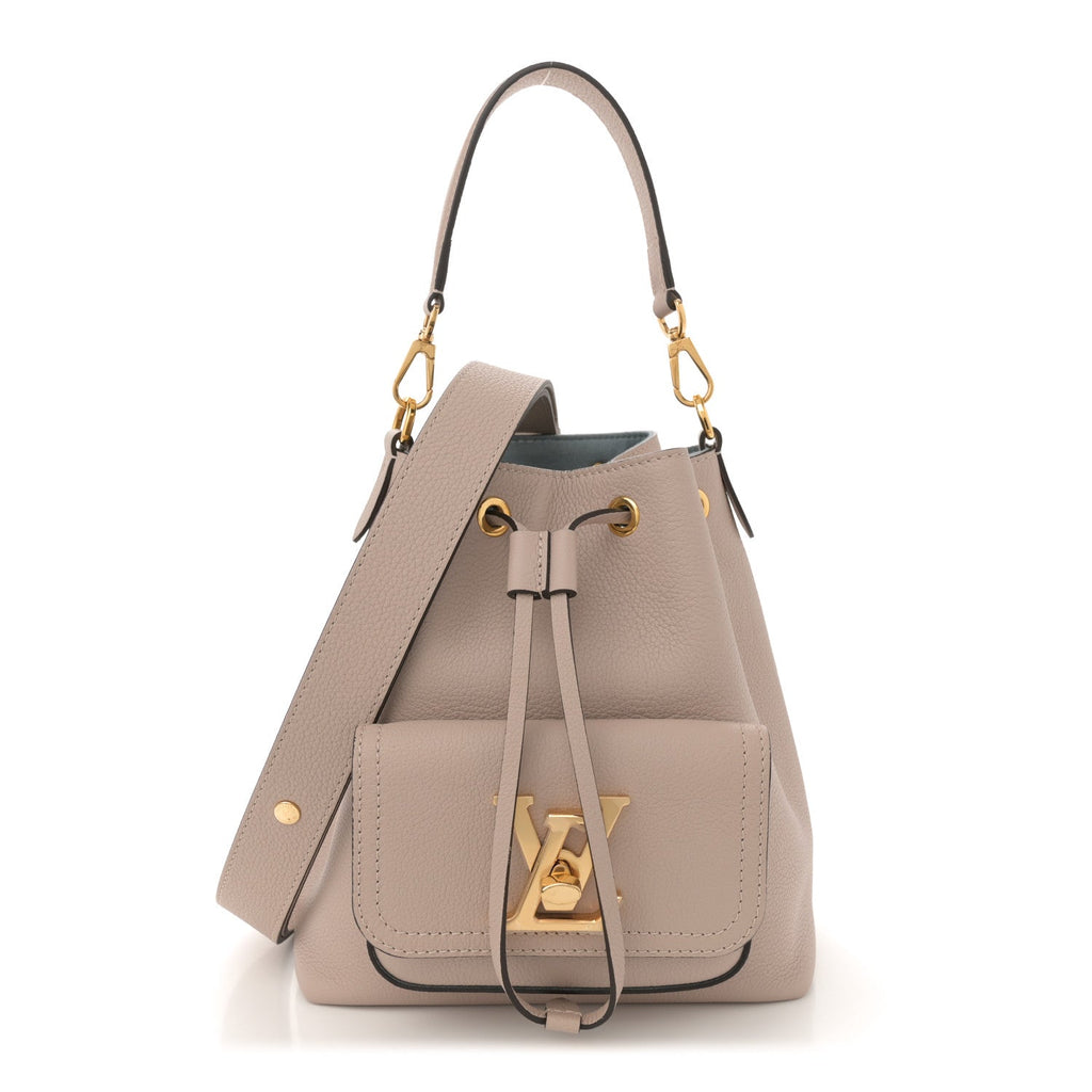 Calfskin Lockme Bucket MM Greige