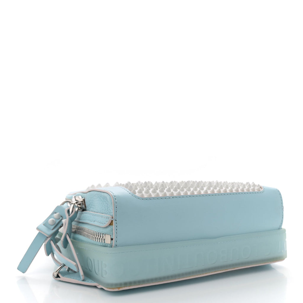 Calfskin Mens Loubifunk Spiked Bag White Mineral