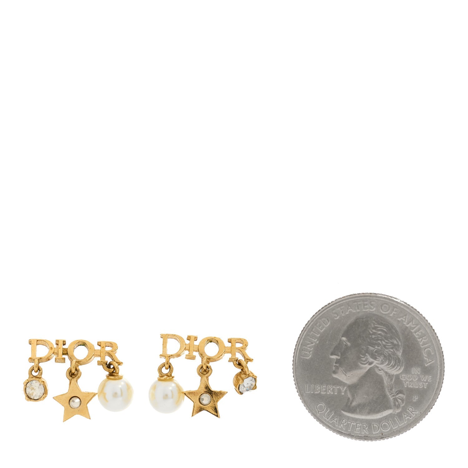 Pearl Crystal Dio(r)evolution Star Clip On Earrings Gold