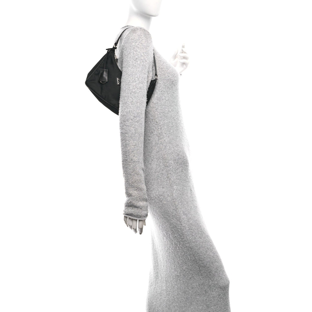 Tessuto Nylon Saffiano Mini Re-Edition 2005 Bag Black