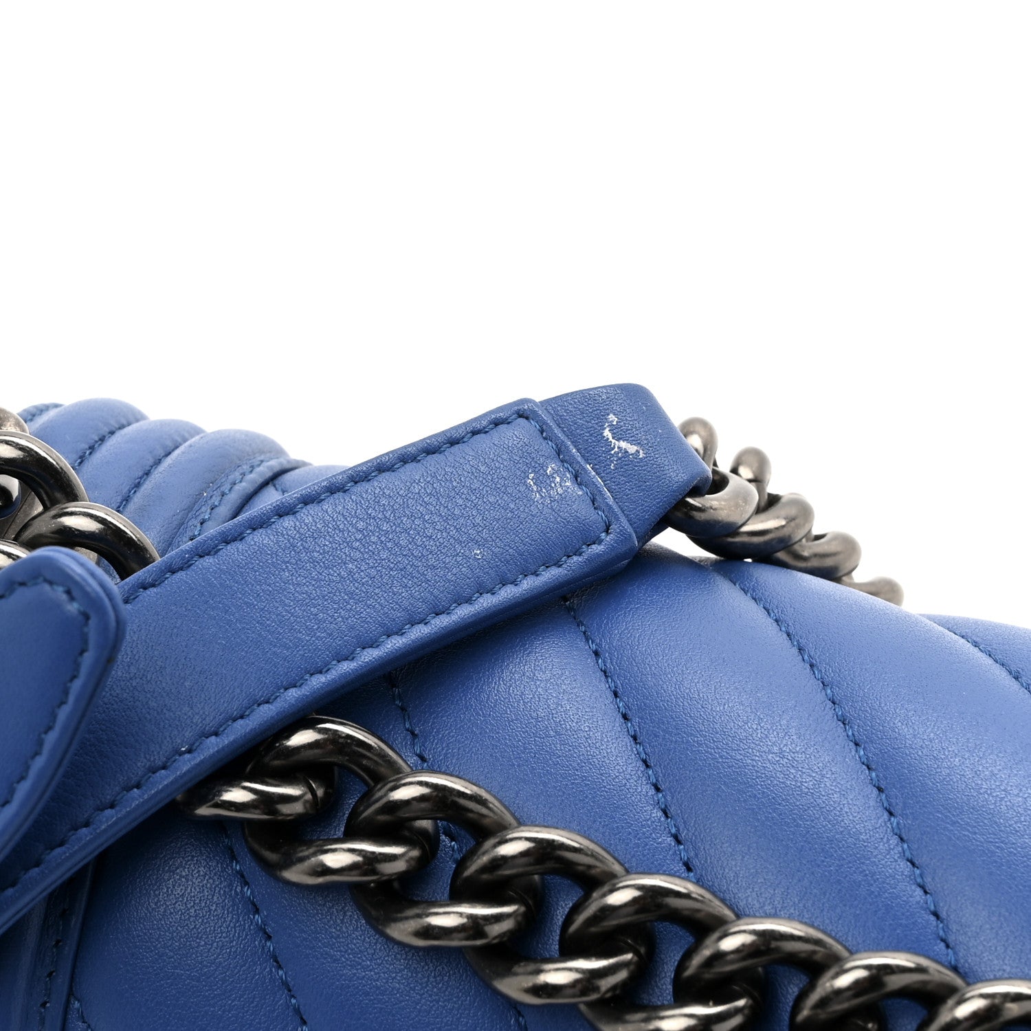 Lambskin Chevron Quilted New Medium Boy Flap Bright Blue