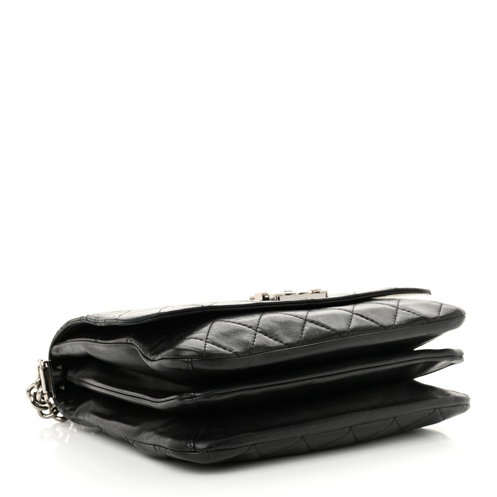 Lambskin Quilted Boy Messenger Black