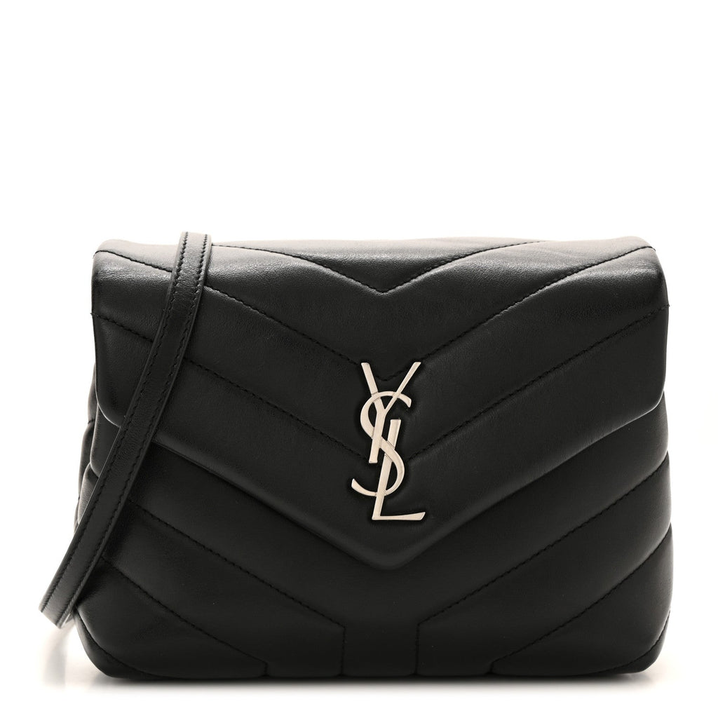Calfskin Y Quilted Monogram Toy Loulou Crossbody Bag Black