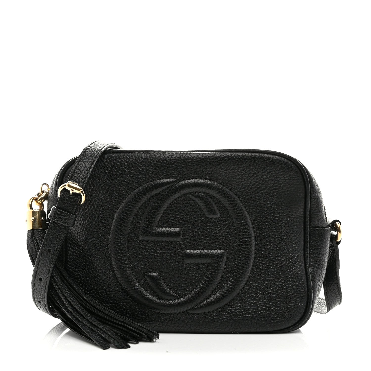 Pebbled Calfskin Small Soho Disco Bag Black