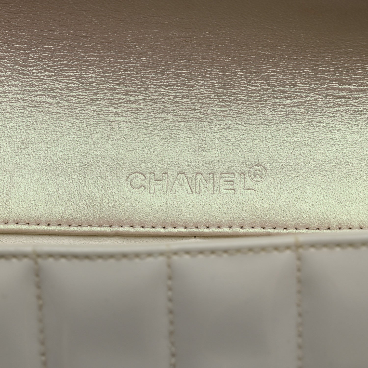 Patent Quilted East West Chocolate Bar Flap White