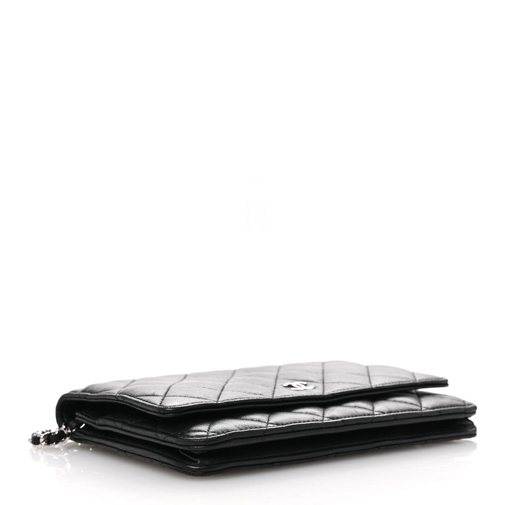 Lambskin Quilted Wallet On Chain WOC Black
