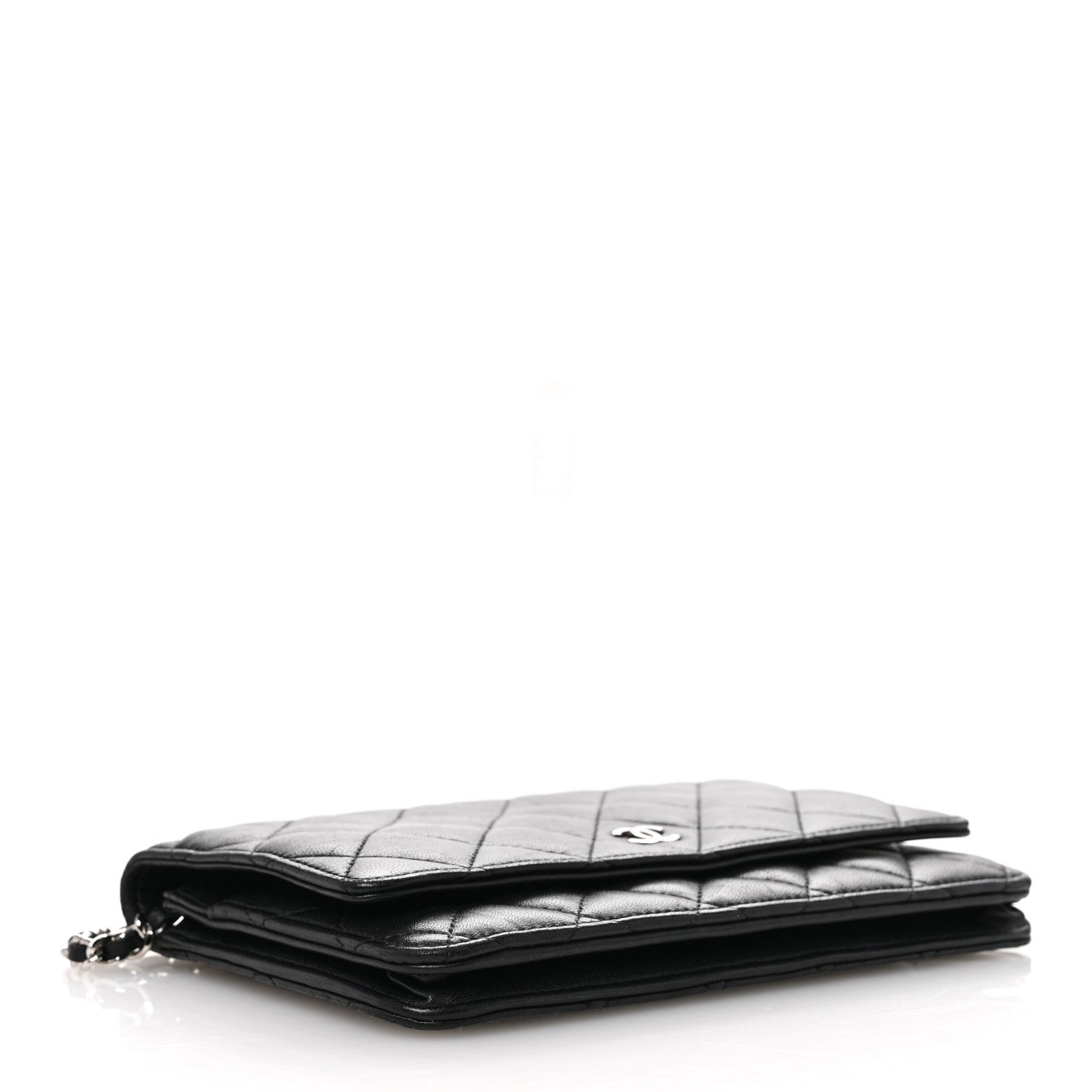 Lambskin Quilted Wallet On Chain WOC Black