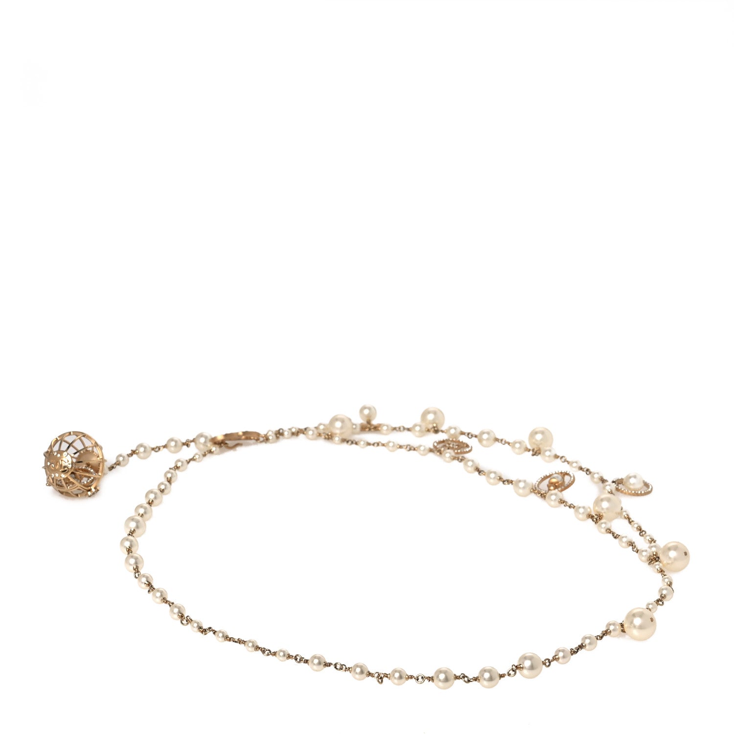 Pearl Chain Birdcage Belt Gold