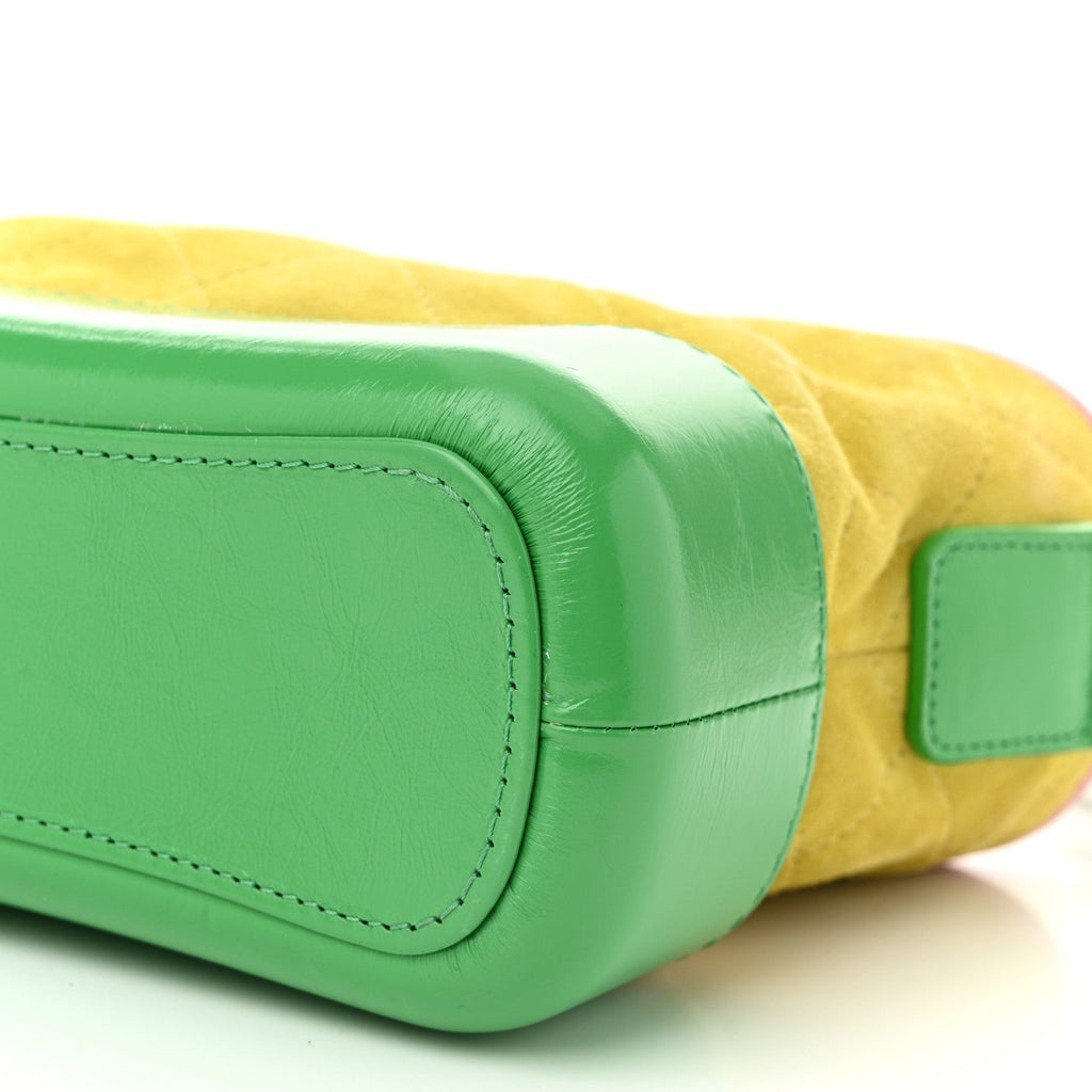 Suede Calfskin Quilted Small Gabrielle Hobo Pink Green Yellow