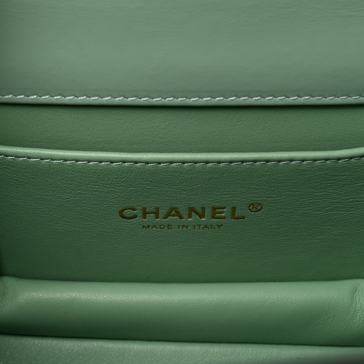 Shiny Calfskin Quilted Mini Metal Top Handle Flap Light Green