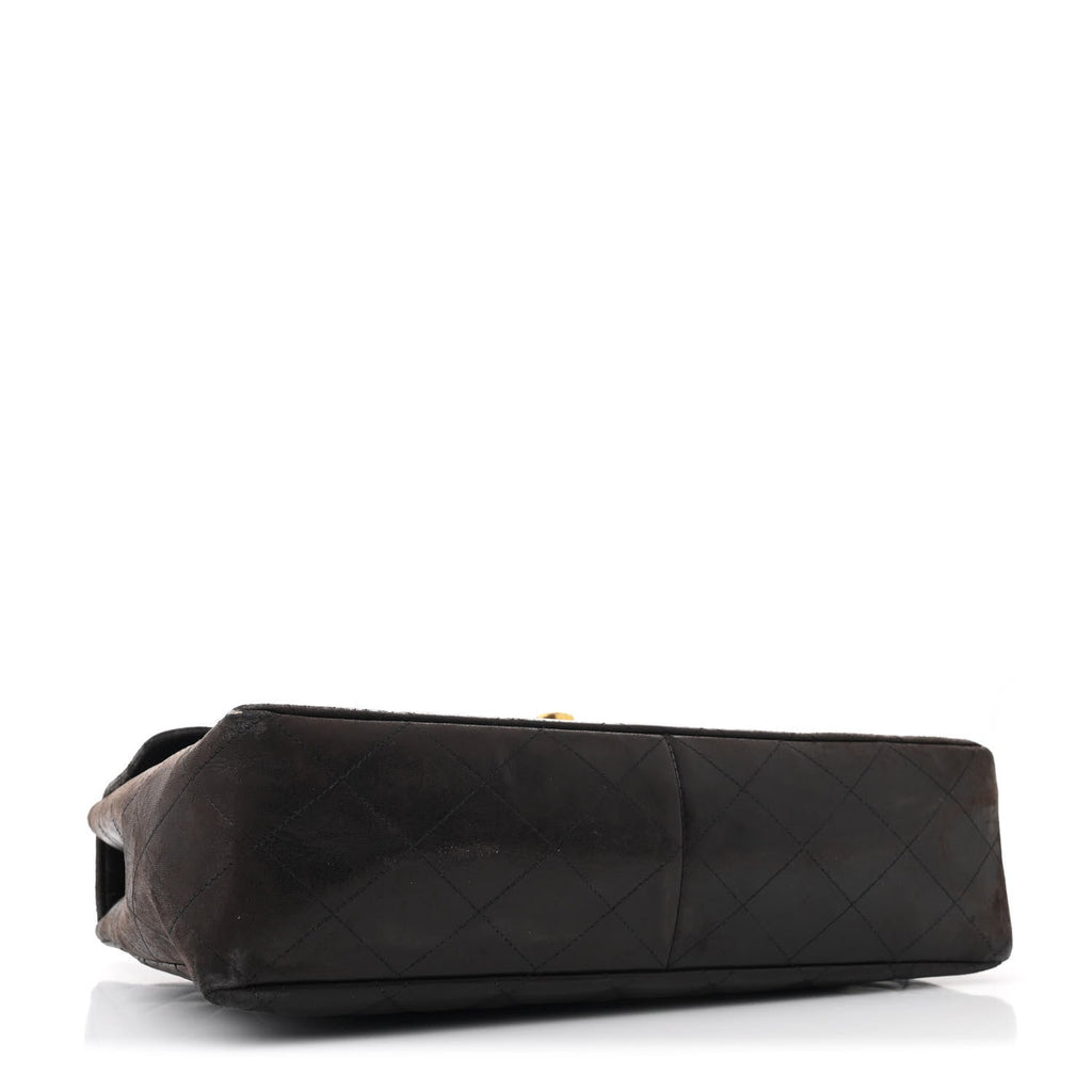 Lambskin Quilted XL Jumbo Single Flap Black