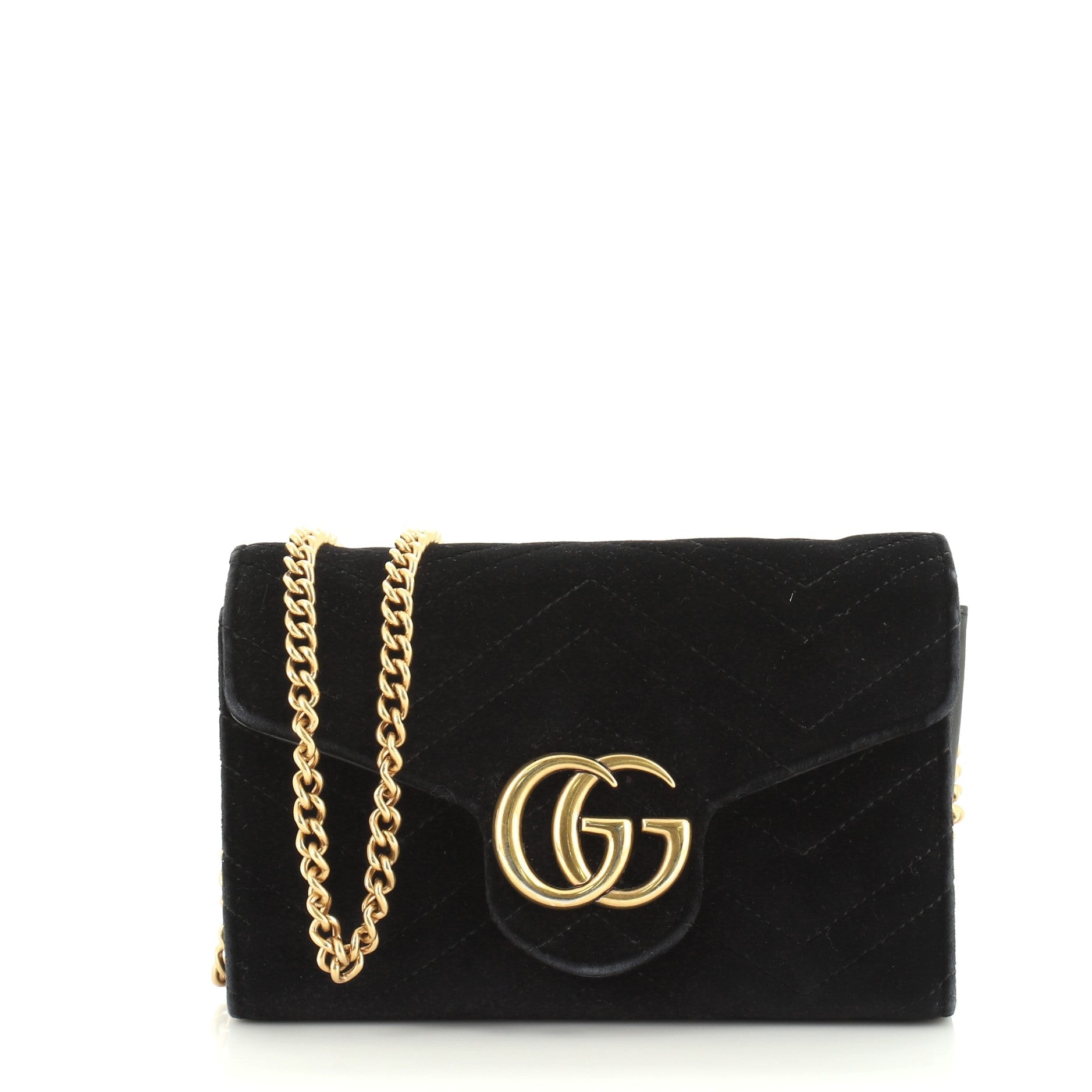 GG Marmont Chain Wallet Matelasse Velvet Mini