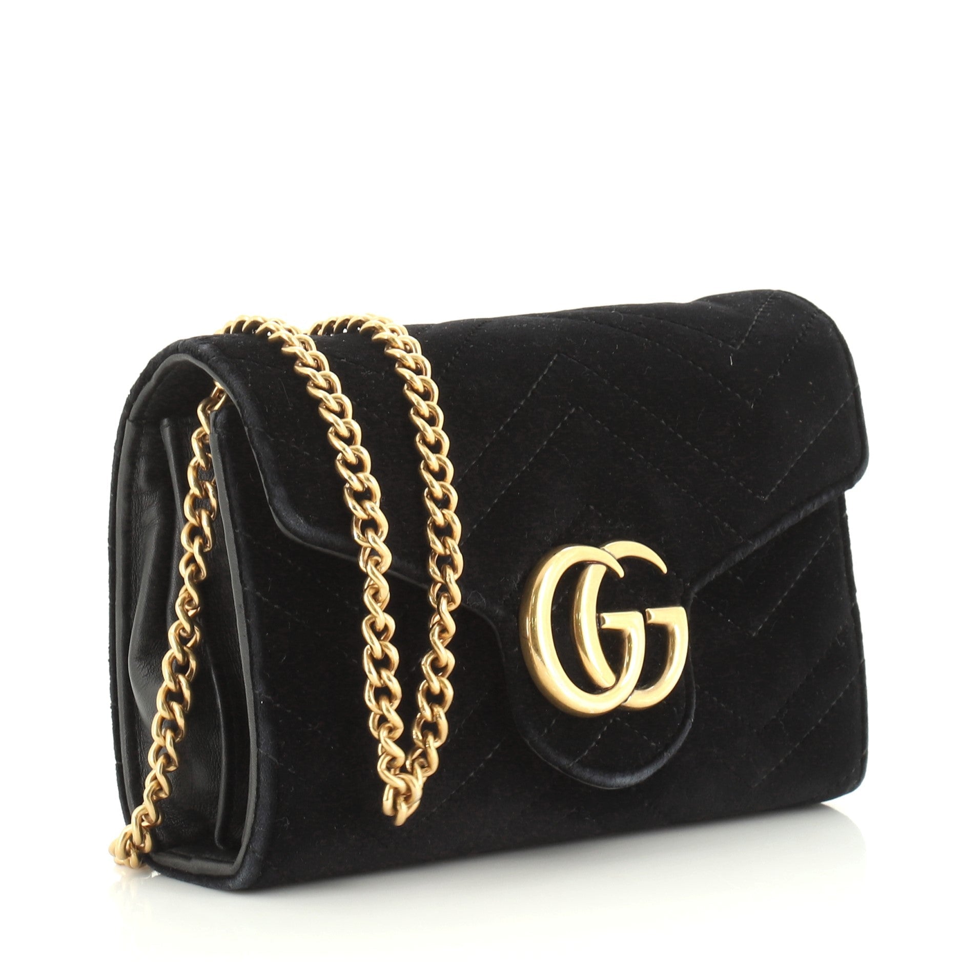 GG Marmont Chain Wallet Matelasse Velvet Mini