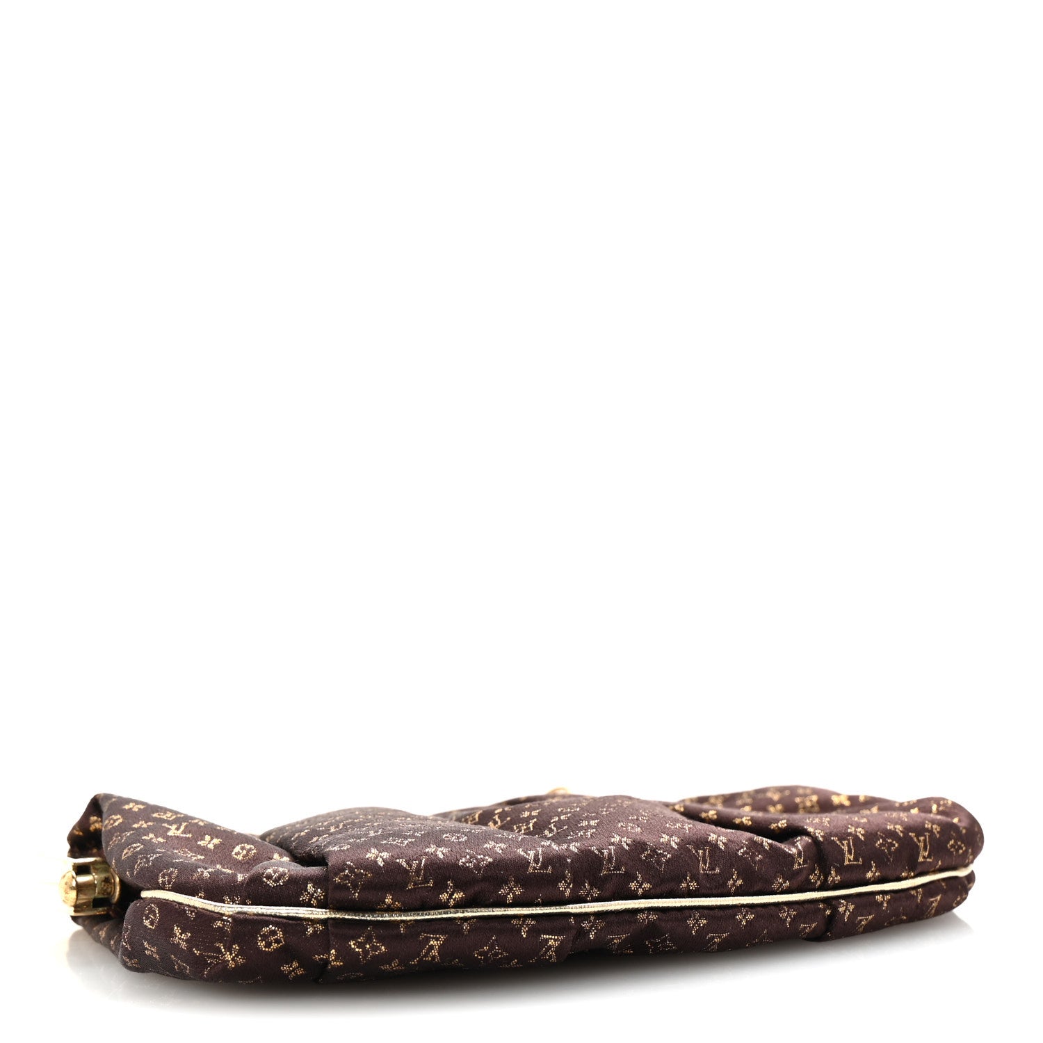 Satin Monogram Aumoniere Clutch Brown