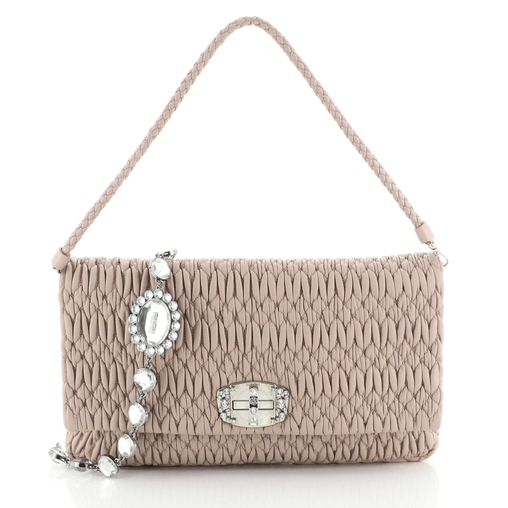 Crystal Clutch Matelasse Leather Large