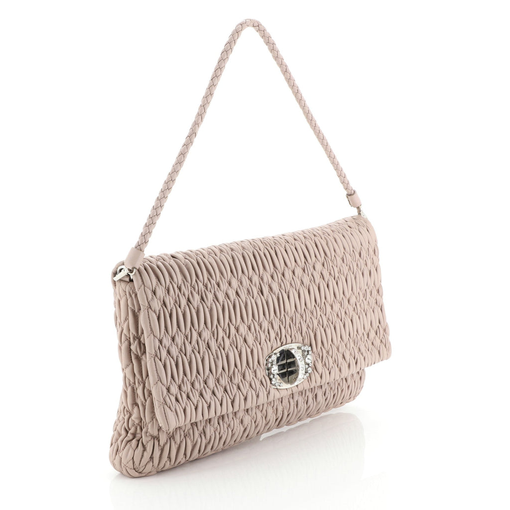 Crystal Clutch Matelasse Leather Large