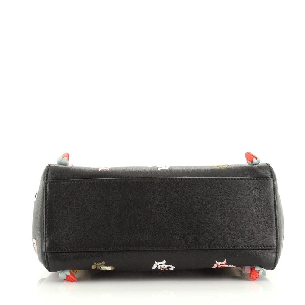 Peekaboo Bag Embroidered Leather with Floral Applique Mini