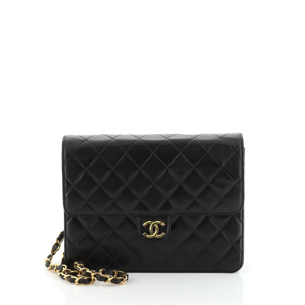 Vintage Clutch with Chain Quilted Leather Small