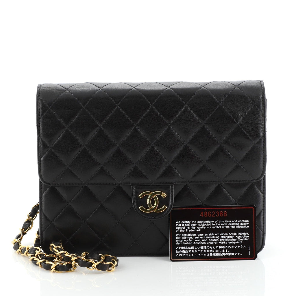 Vintage Clutch with Chain Quilted Leather Small