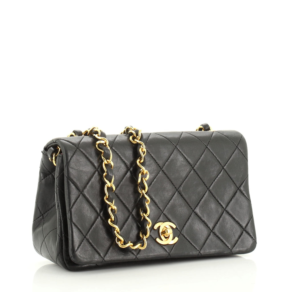 Vintage 3 Way Full Flap Bag Quilted Lambskin Mini