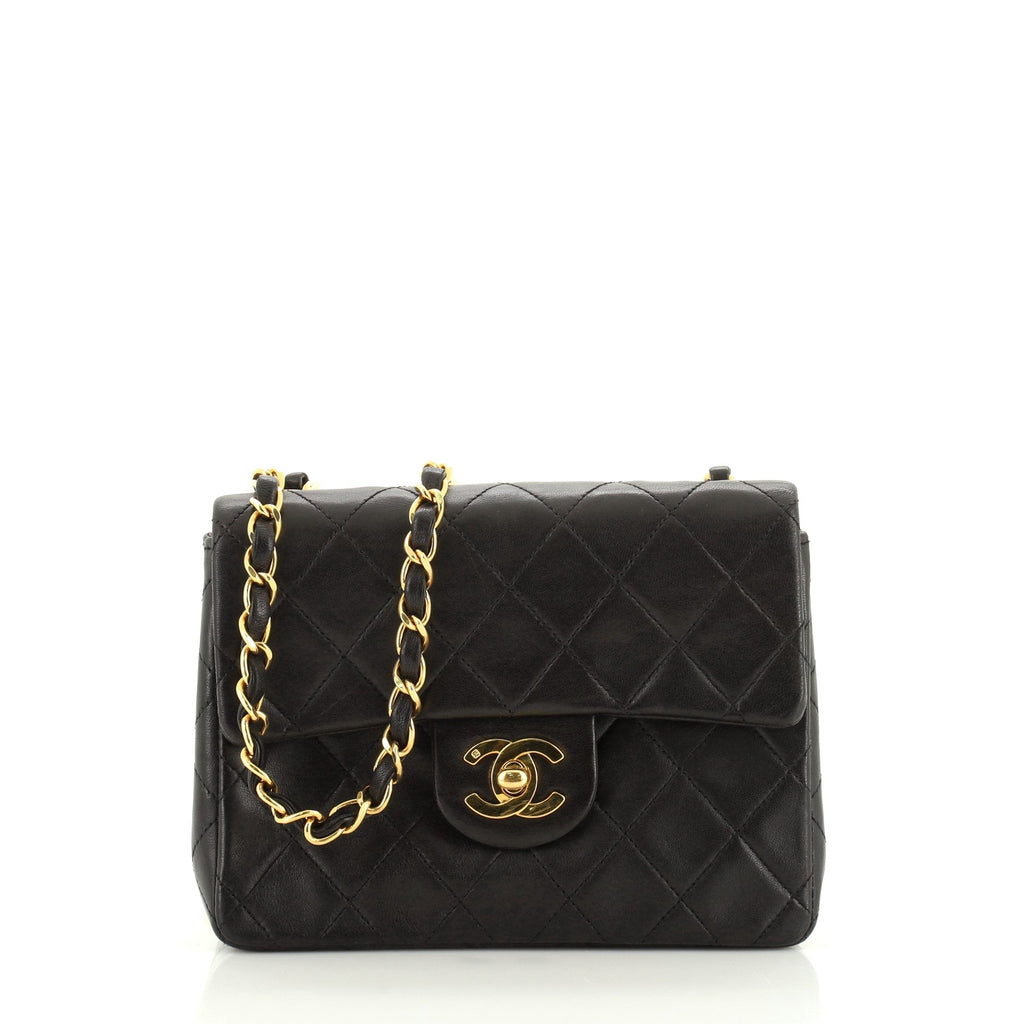 Vintage Square Classic Single Flap Bag Quilted Lambskin Mini