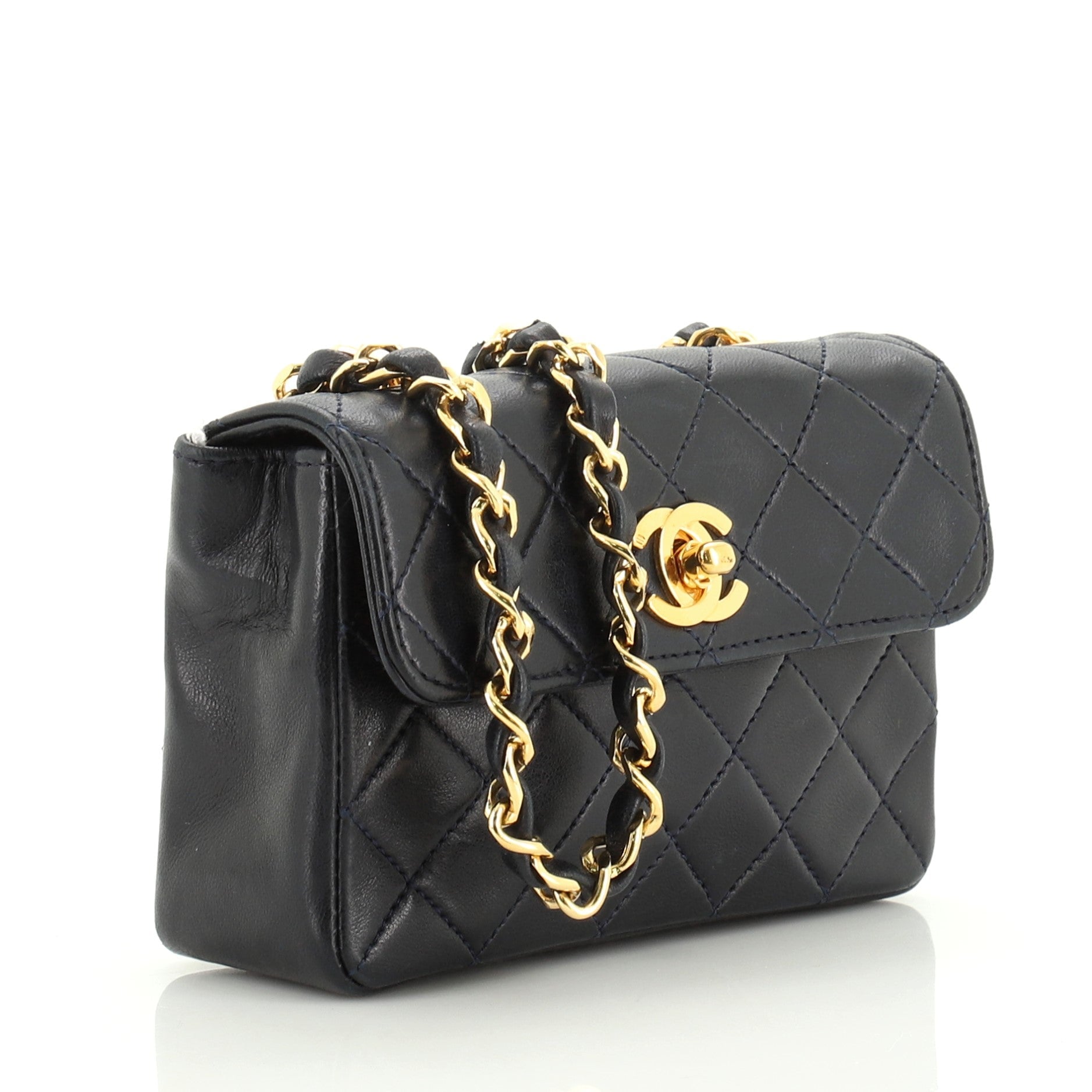 Vintage CC Chain Flap Bag Quilted Leather Extra Mini