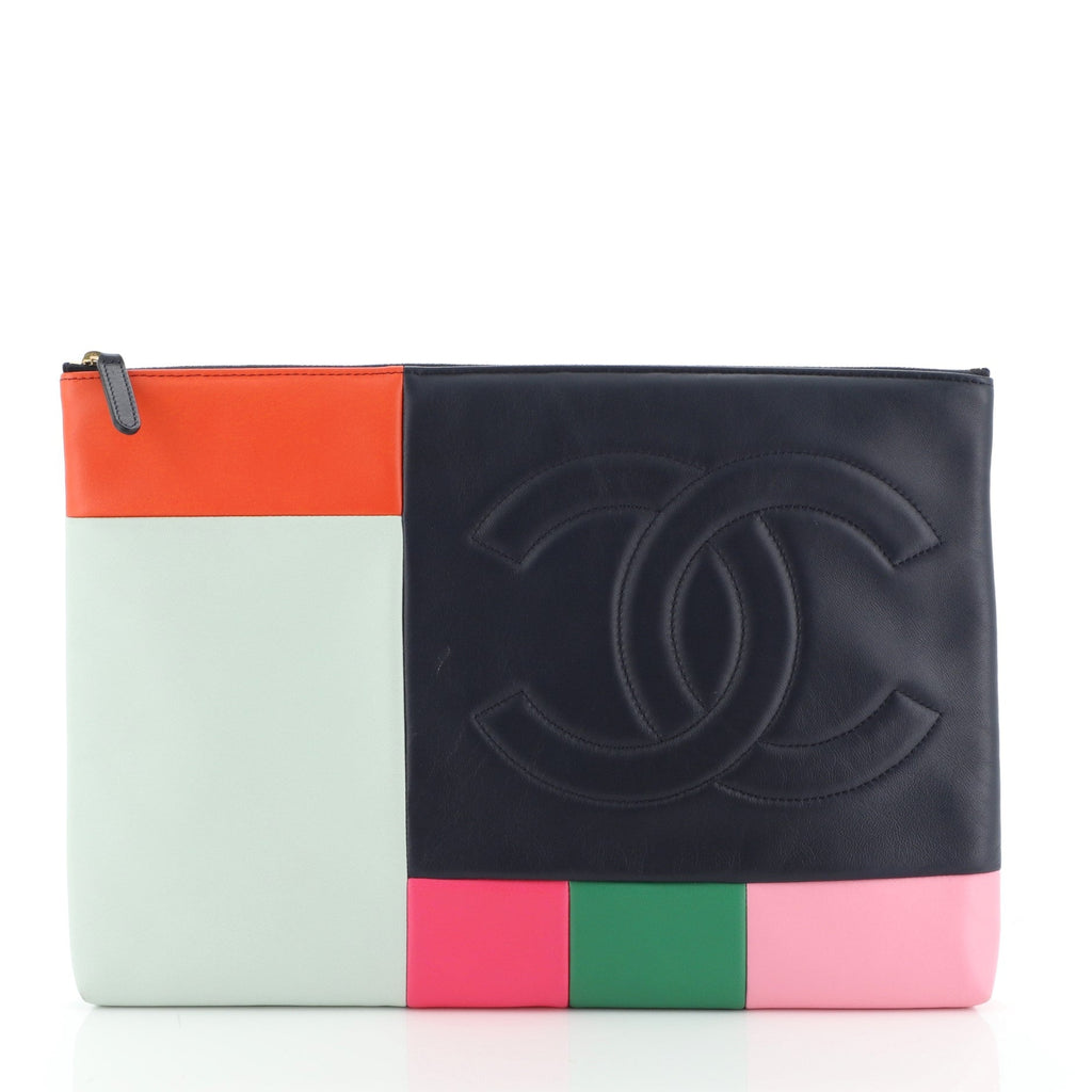 O Case Clutch Colorblock Leather Large