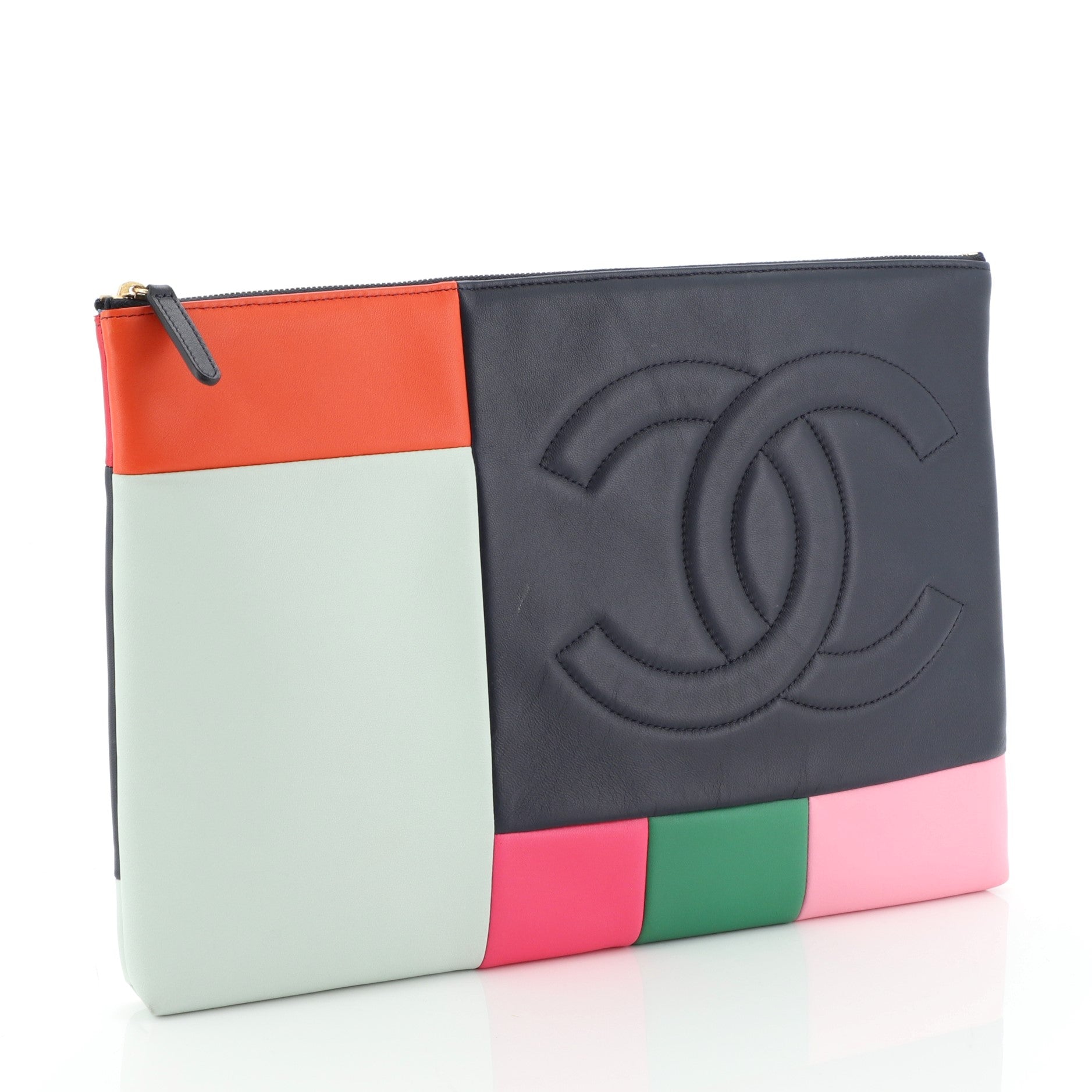 O Case Clutch Colorblock Leather Large