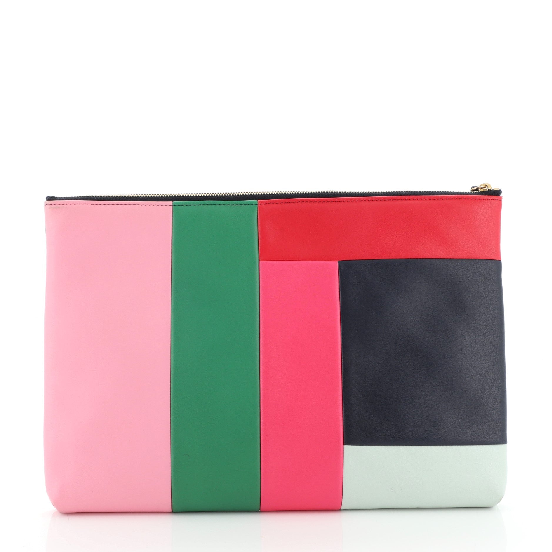 O Case Clutch Colorblock Leather Large