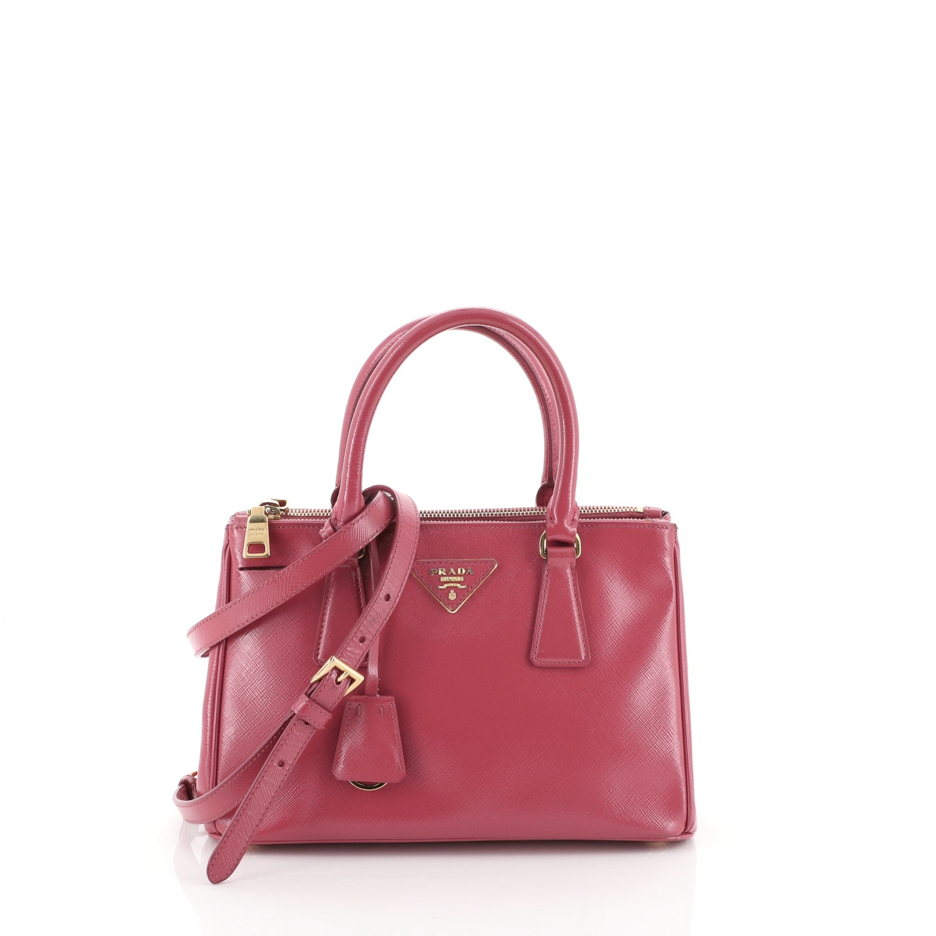 Double Zip Lux Tote Vernice Saffiano Leather Mini