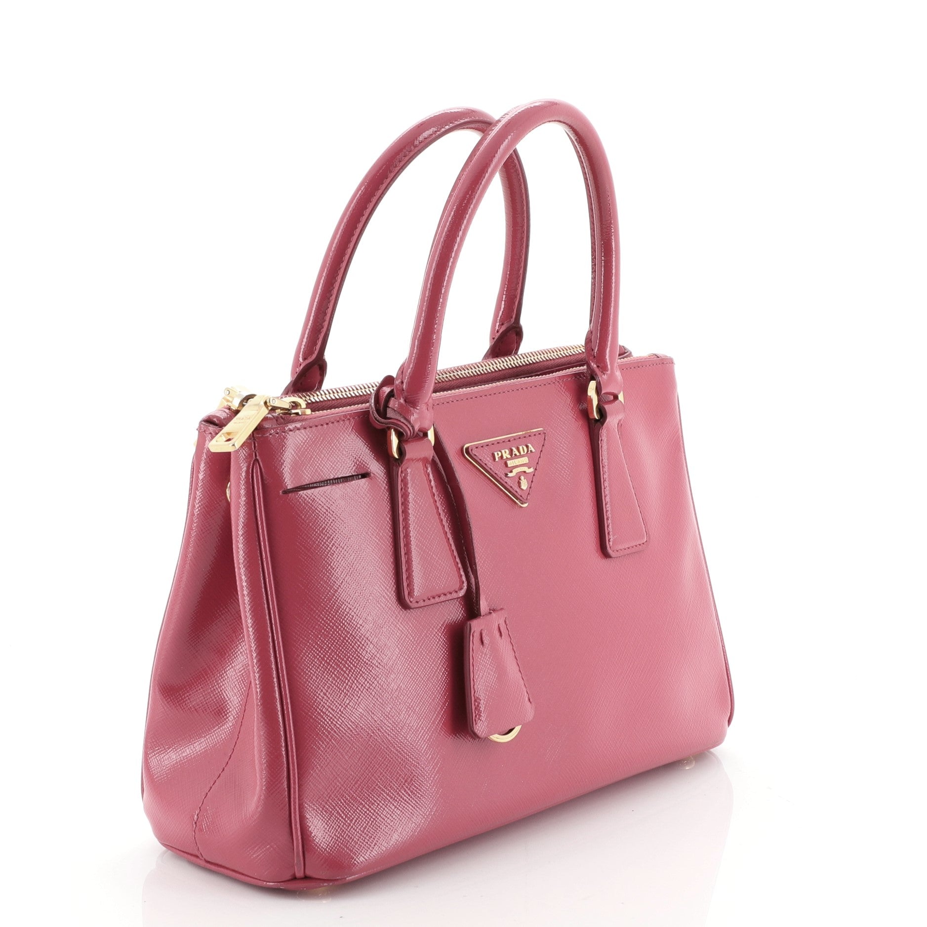 Double Zip Lux Tote Vernice Saffiano Leather Mini