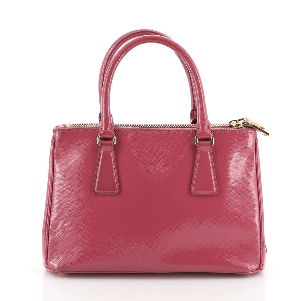 Double Zip Lux Tote Vernice Saffiano Leather Mini