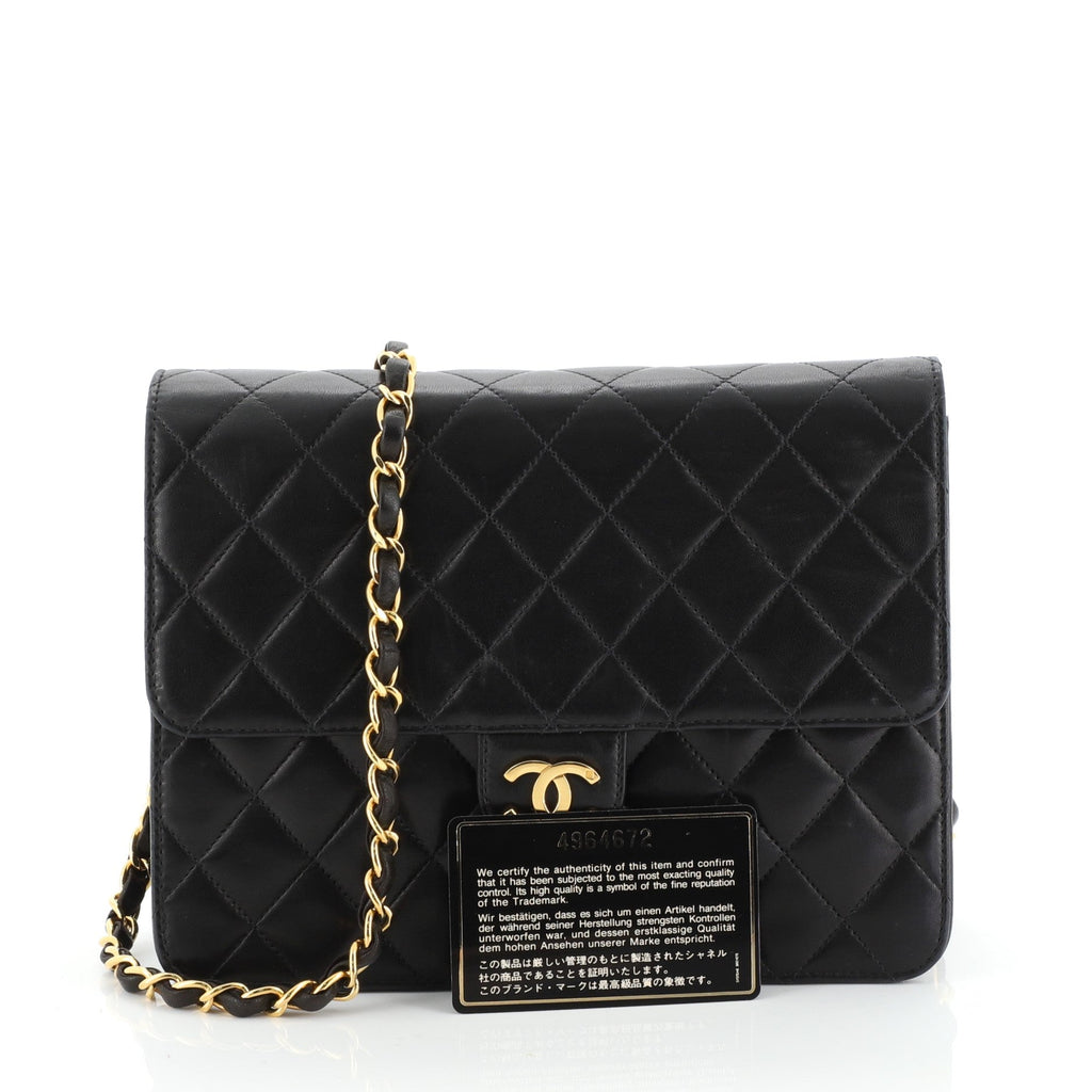 Vintage Clutch with Chain Quilted Leather Small