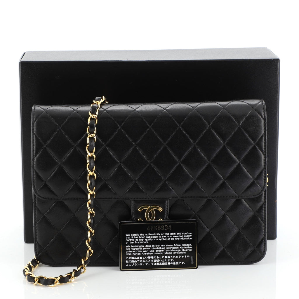 Vintage Clutch with Chain Quilted Leather Medium