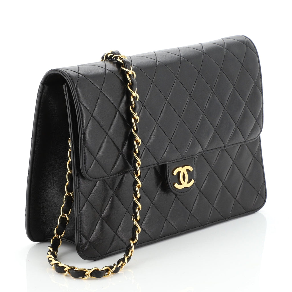 Vintage Clutch with Chain Quilted Leather Medium