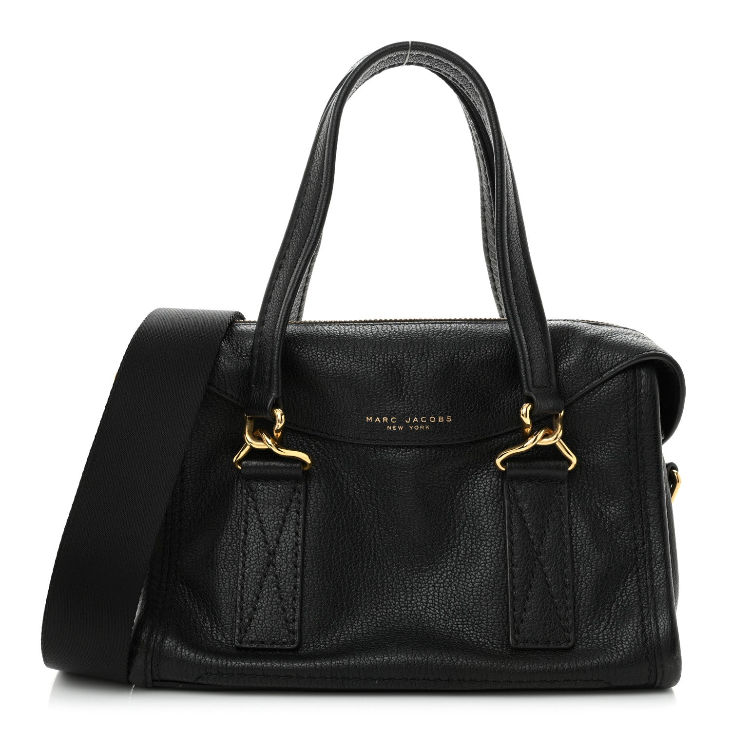 Pebbled Calfskin Wellington Satchel Black