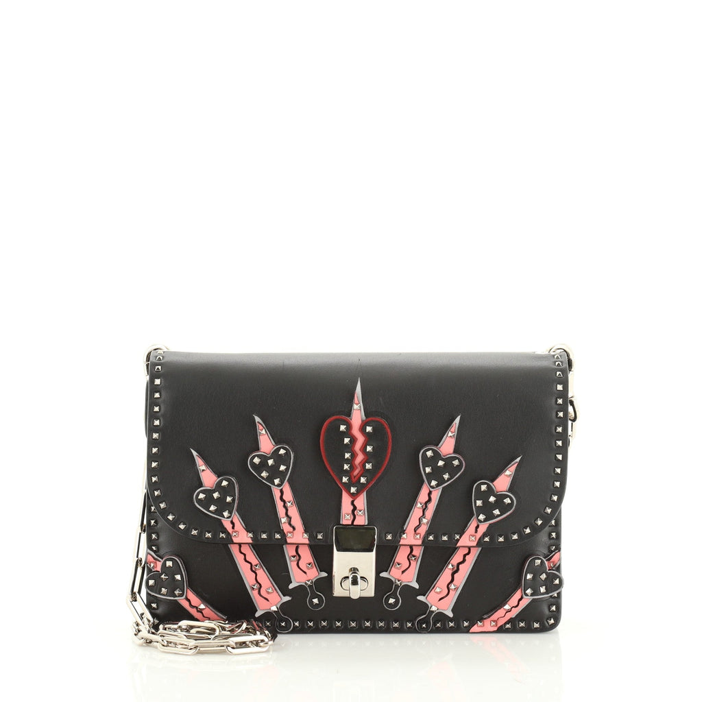 Love Blade Shoulder Bag Leather with Applique and Micro Rockstuds Mini