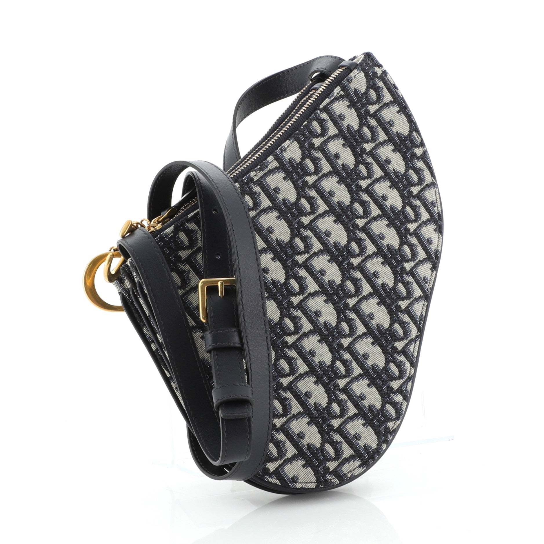 Saddle Triple Zip Crossbody Clutch Oblique Canvas