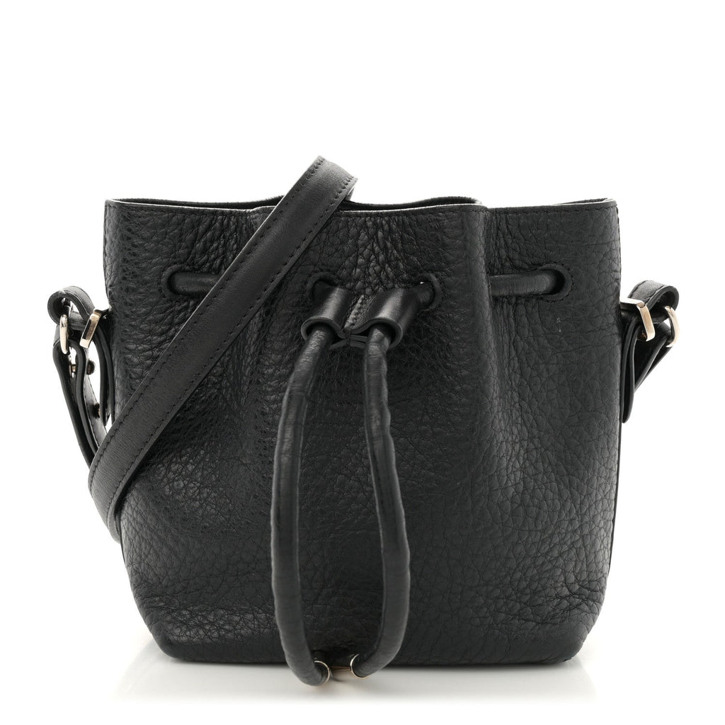 Calfskin Buffalo Mini Bucket Bag Black
