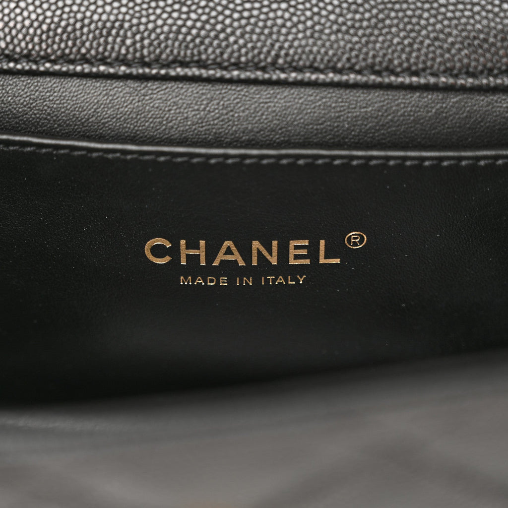 Caviar Quilted Coco First Flap Black