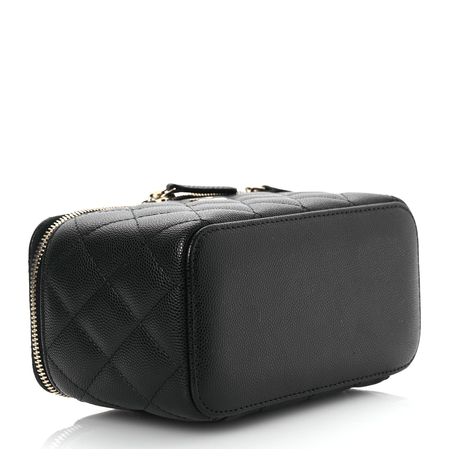 Caviar Quilted Small Vanity Case With Chain Black