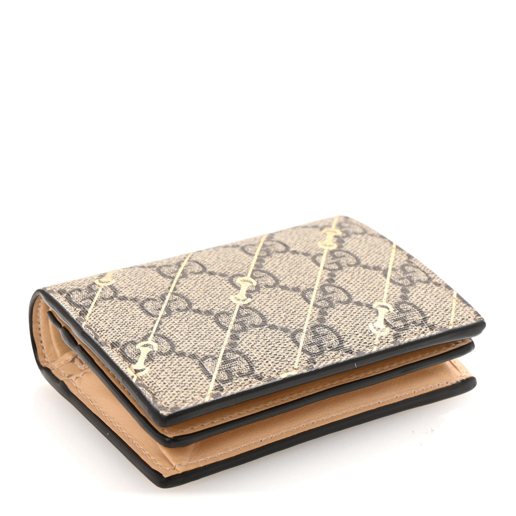 GG Supreme Monogram Calfskin Horsebit Print  Case Beige Ebony Light Pink