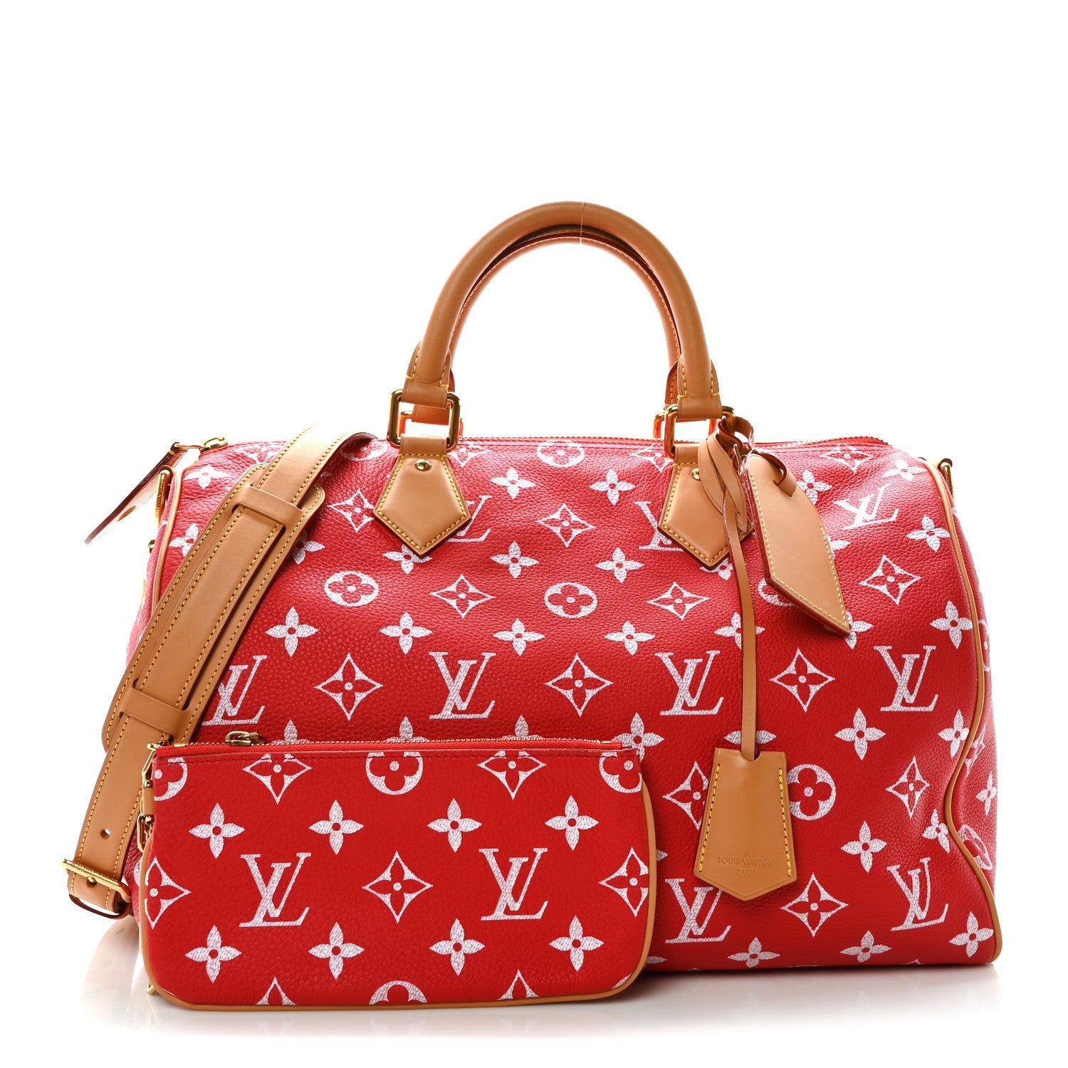 Calfskin Monogram Speedy P9 Bandouliere 40 Red