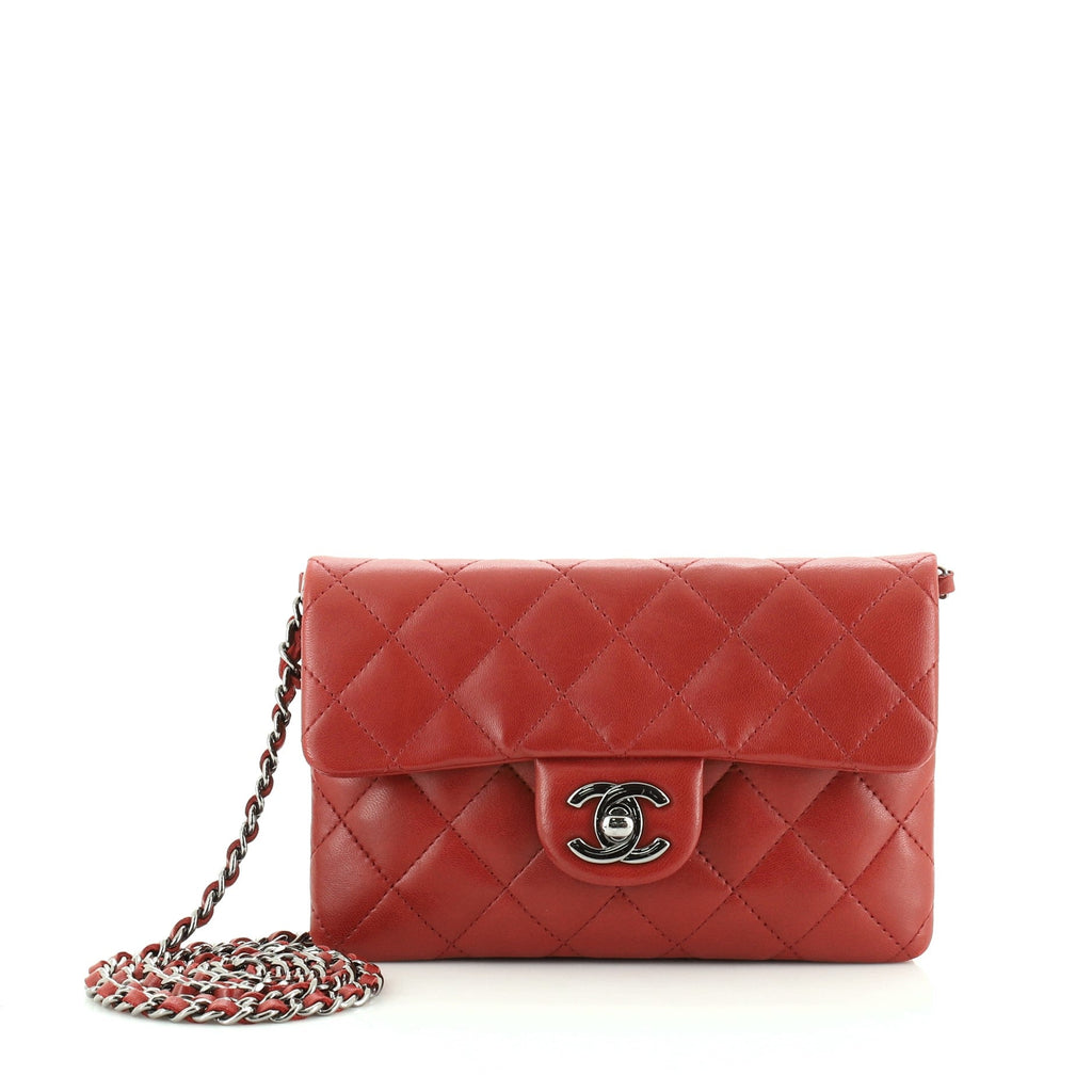 CC Chain Zip Flap Bag Quilted Calfskin Mini