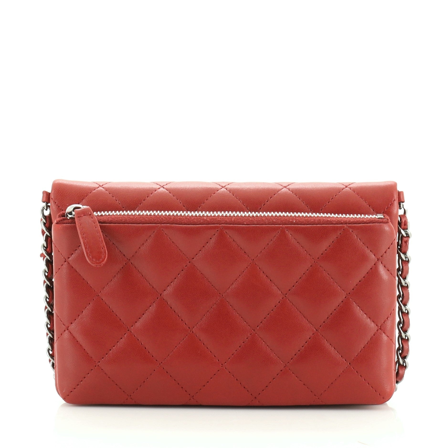 CC Chain Zip Flap Bag Quilted Calfskin Mini