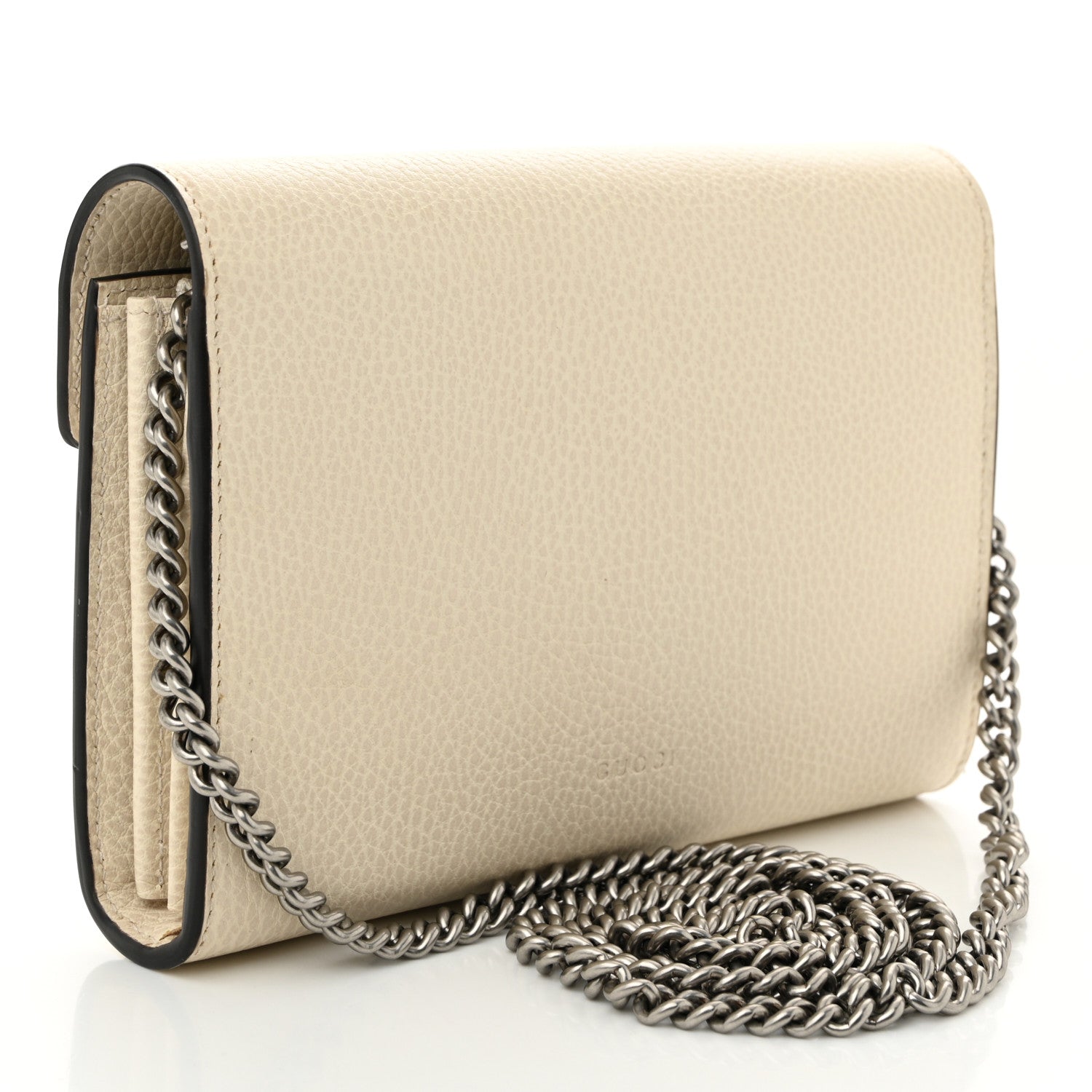 Dollar Calfskin Mini Dionysus Chain Wallet Mystic White