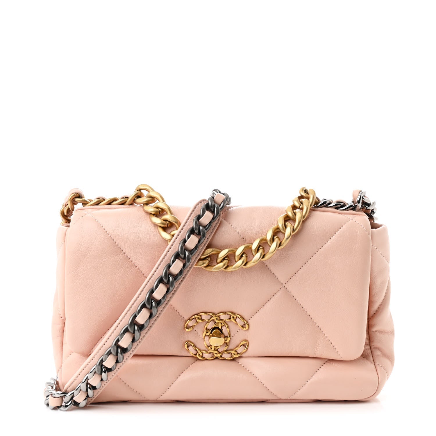 Lambskin Quilted Medium Chanel 19 Flap Pink
