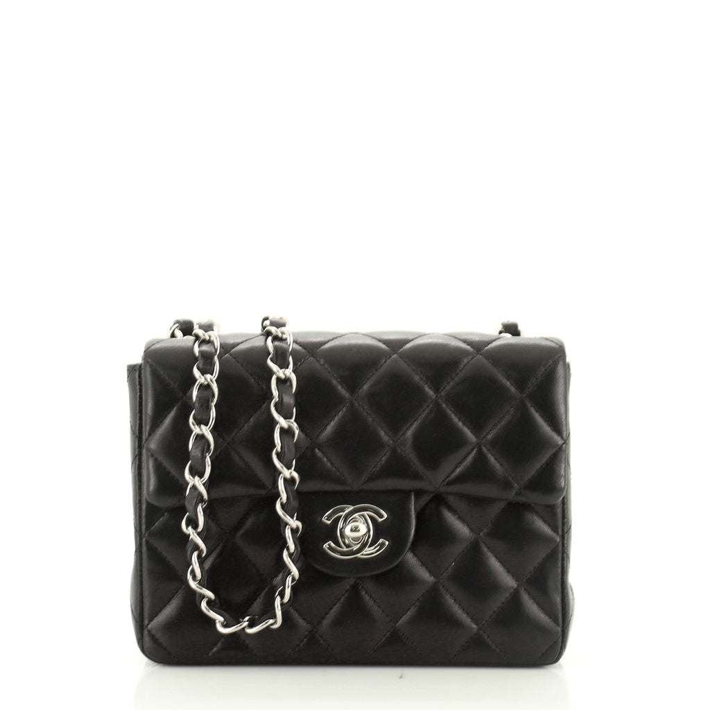 Vintage Square Classic Single Flap Bag Quilted Lambskin Mini
