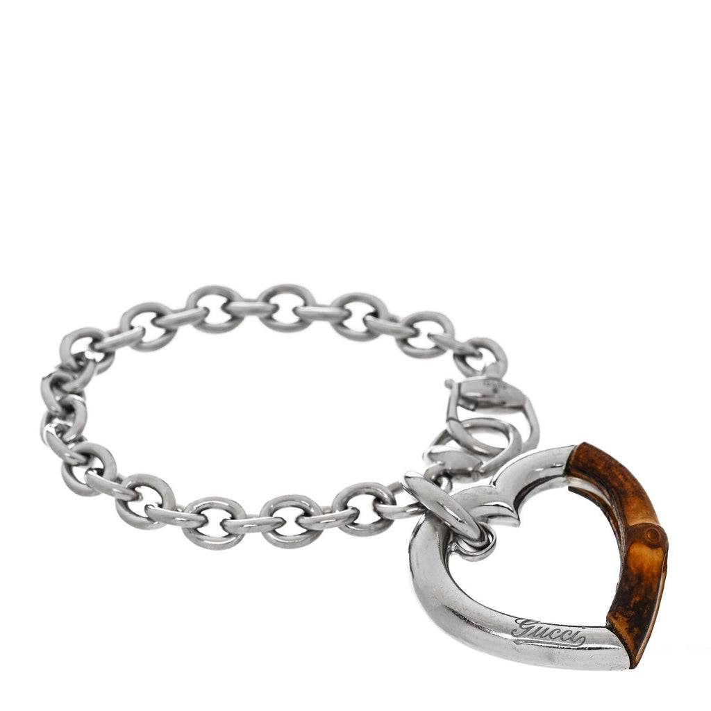 Sterling Silver Bamboo Heart Horsebit Bracelet